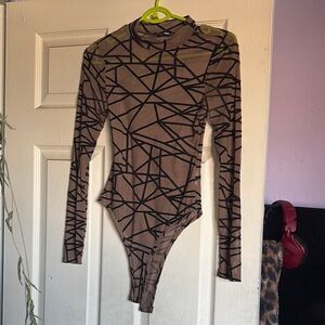 Fashion Nova Geometric Long Sleeve Bodysuit